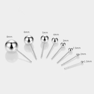 Simple Bead Earrings 925 Sterling Silver Round Minimalist Stud Finding Set Gold Plated Posts for Women Fine Jewelry Wholesale