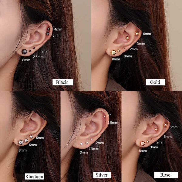 Simple Bead Earrings 925 Sterling Silver Round Minimalist Stud Finding Set Gold Plated Posts for Women Fine Jewelry Wholesale