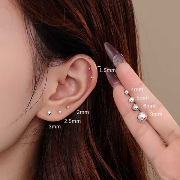 Simple Bead Earrings 925 Sterling Silver Round Minimalist Stud Finding Set Gold Plated Posts for Women Fine Jewelry Wholesale