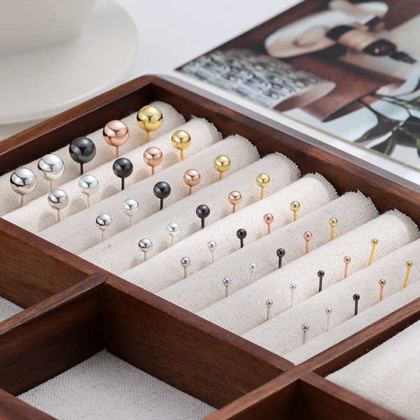 Simple Bead Earrings 925 Sterling Silver Round Minimalist Stud Finding Set Gold Plated Posts for Women Fine Jewelry Wholesale