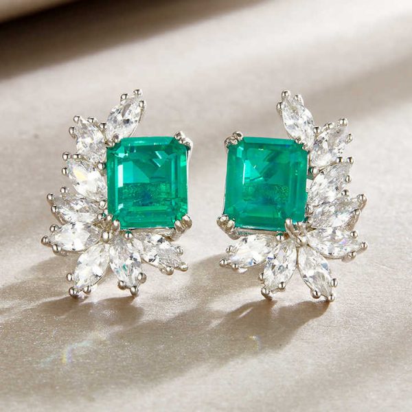 Luxury Elegant Petal Stud Earrings Fashion Sterling Silver Earrings Lady Blue Cubic Zirconia Unique Earrings Fine Jewelry