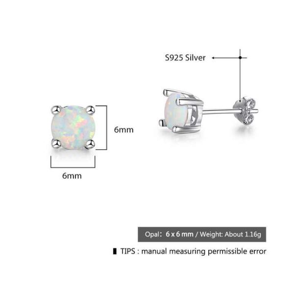 Classic Minimalism Design square Cube Shaped 6mm Opal Jewelry 925 Sterling Silver Stud Earrings