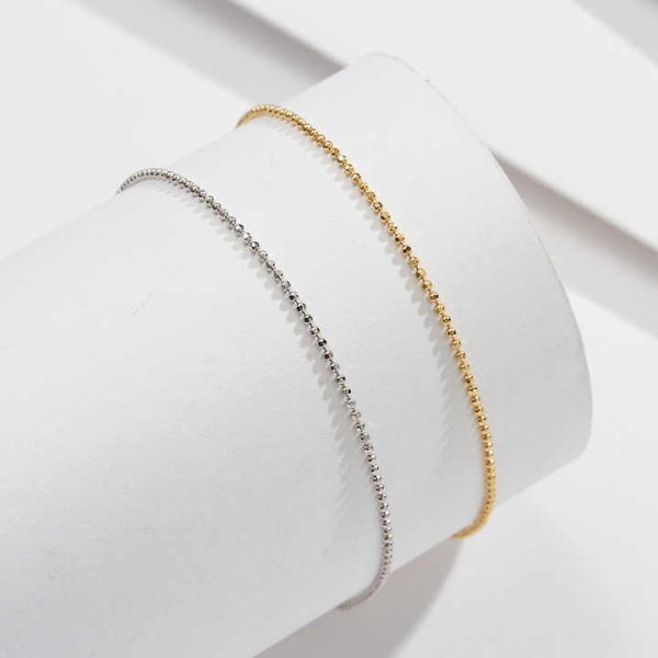 SA80 1.0mm Gold Ball Bead Chain Sterling Silver 925 Anklets for Women Fashion Foot Chain Anklet Bracelet Adjustable
