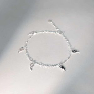 Custom Anklet Fashion Jewelry Rhodium Plated Foot Chain Silver 925 Angel Wing Jewelry Sterling Silver Anklet