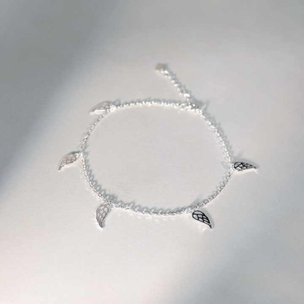 Custom Anklet Fashion Jewelry Rhodium Plated Foot Chain Silver 925 Angel Wing Jewelry Sterling Silver Anklet