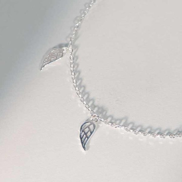 Custom Anklet Fashion Jewelry Rhodium Plated Foot Chain Silver 925 Angel Wing Jewelry Sterling Silver Anklet
