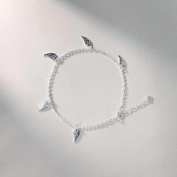 Custom Anklet Fashion Jewelry Rhodium Plated Foot Chain Silver 925 Angel Wing Jewelry Sterling Silver Anklet