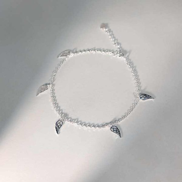 Custom Anklet Fashion Jewelry Rhodium Plated Foot Chain Silver 925 Angel Wing Jewelry Sterling Silver Anklet