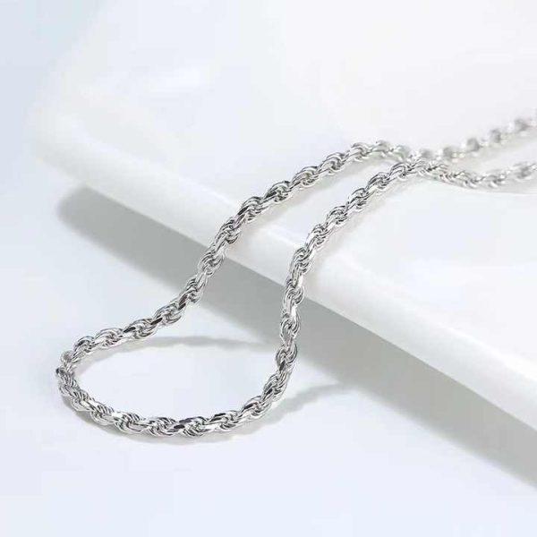 Fine Hot Sale 925 Sterling Silver 1.5mm 2mm 2.8mm 3.8mm Diamond Cut Rope Chain 18k Gold Plated Men Women Necklace