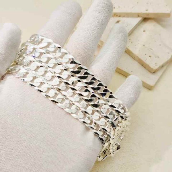 925 Sterling Silver Men's 9mm Cuban Link Chain Necklace 18K Gold Plated Durable Jewelry Gift