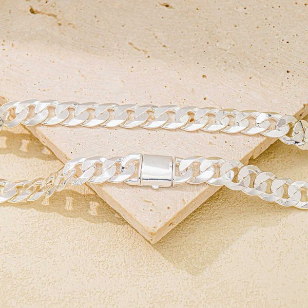 Fashion Fine 925 Silver Jewelry Men 9mm Curb Cuban Chain Necklace Jewelry 18 K Gold Plated for Male Necklace Men Jewelry