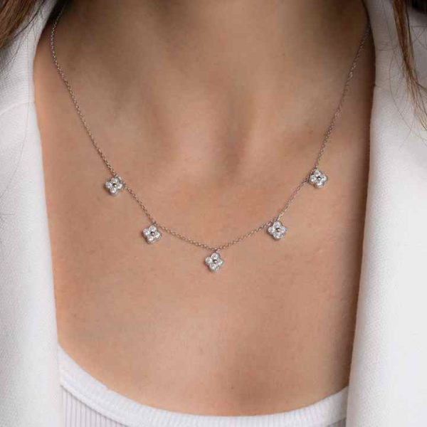 Fine Gold Plated Four Leaf Clover Shaped Dainty Pendant Necklace Women Natural Sterling Silver Gold Plated Jewelry for Women
