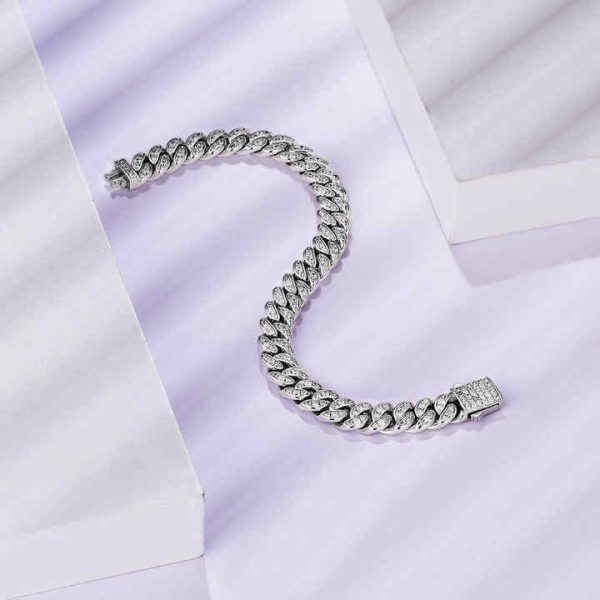 8mm Hip Hop Iced Out Cuban Choker Necklace White Gold Plated 5A Cubic Zirconia Prong Setting Diamond Women MEN Cuban Link Chain
