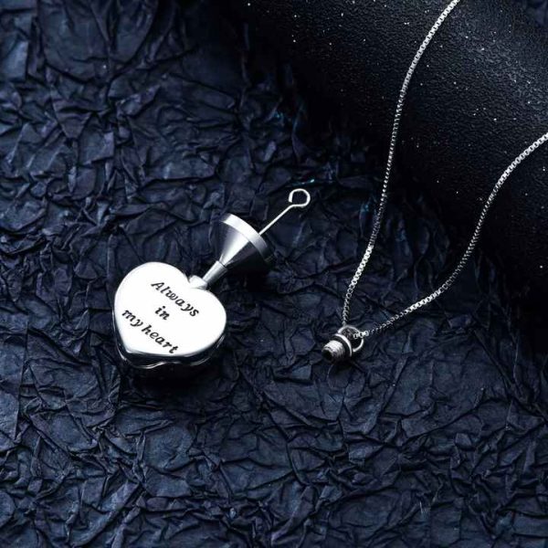 Fine Jewelry 925 Sterling Silver Purple Crystal Heart Love Urn Necklace for Mom