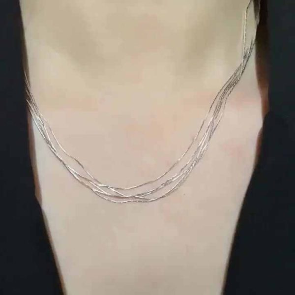 925 Sterling Silver Multi-Layered Bohemian Tassel Choker Necklace for Women