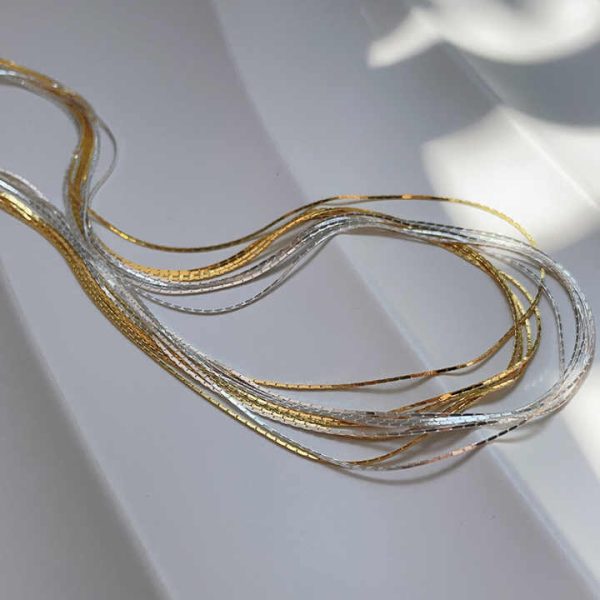 Korean Style Multi-layers Charm Necklace Gift Silver S925 Sterling Jewelry 5 Layered Tassel Shiny Necklace Women