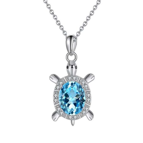 SSWN23 Fashion Jewelry Necklaces Animal Necklace Sterling Silver 925 Jewelry Turtle Crystal Pendant Necklaces