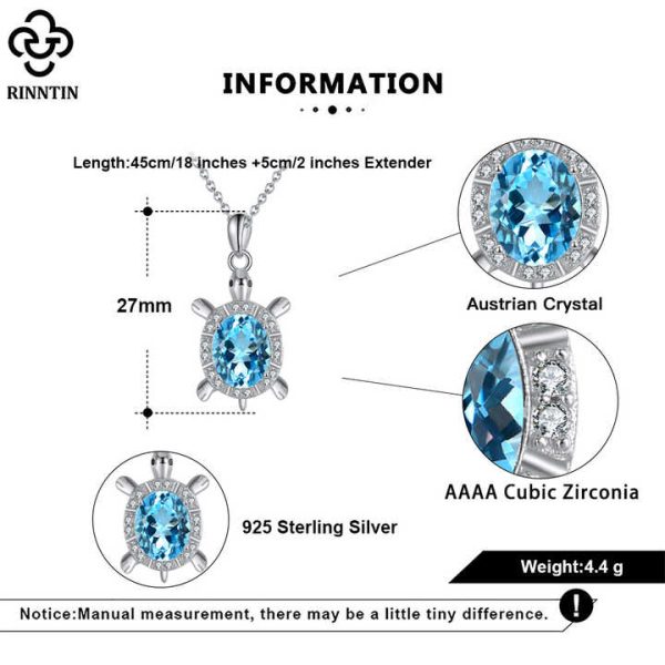 SSWN23 Fashion Jewelry Necklaces Animal Necklace Sterling Silver 925 Jewelry Turtle Crystal Pendant Necklaces