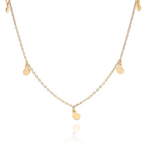 Trendy Classic Bijoux Femme Tiny Disc 925 Silver Minimalist Jewellery 18K Gold Chokers Necklace