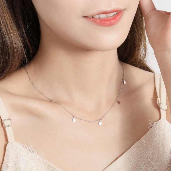 Trendy Classic Bijoux Femme Tiny Disc 925 Silver Minimalist Jewellery 18K Gold Chokers Necklace