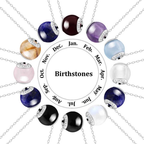 Healing Birthstone Natural Crystal Months Stone Bead DIY Silver Charm Pendant Fashion Jewelry Energy Gemstone Necklace for Women
