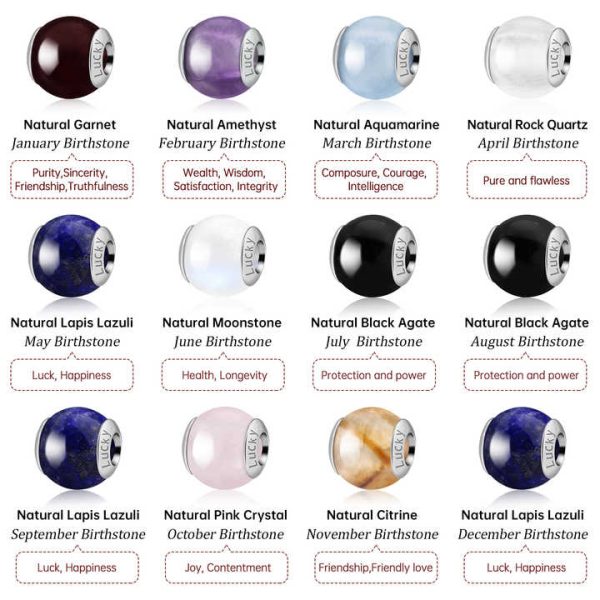 Healing Birthstone Natural Crystal Months Stone Bead DIY Silver Charm Pendant Fashion Jewelry Energy Gemstone Necklace for Women