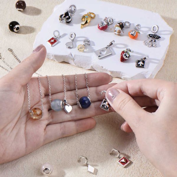 Healing Birthstone Natural Crystal Months Stone Bead DIY Silver Charm Pendant Fashion Jewelry Energy Gemstone Necklace for Women