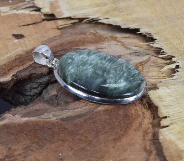 Unique Design Green Seraphinite Gemstone Pendant 925 Sterling Silver Pendant Fine Jewelry For Women Healing Crystal Pendant
