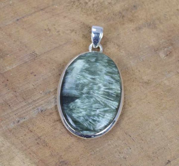 Unique Design Green Seraphinite Gemstone Pendant 925 Sterling Silver Pendant Fine Jewelry For Women Healing Crystal Pendant