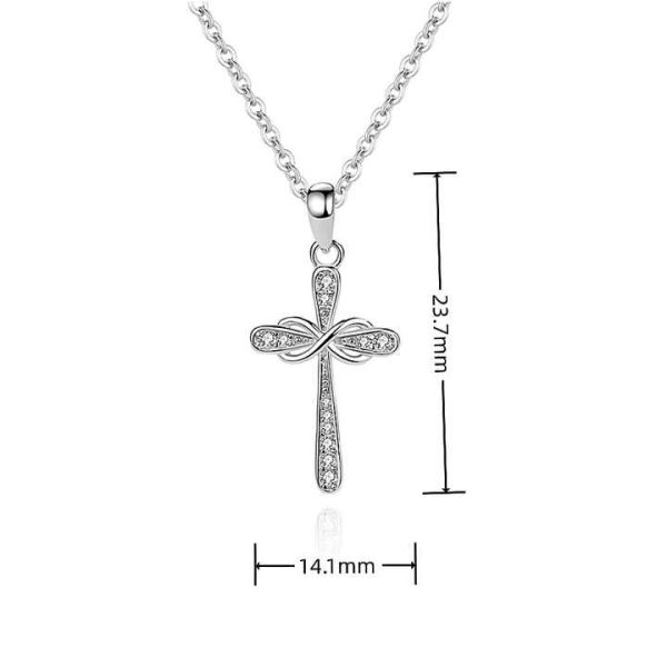 Christian Catholicism 14k Gold Silver 925 Pendant Cross Shape Necklace Adjustable Length Charm Crystal Jewelry for Men Women