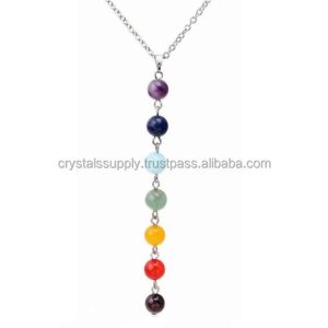 Wholesale Silver Chakra Jewelry 7-Chakra Stone Beaded Pendants Crystal Gemstone Charms