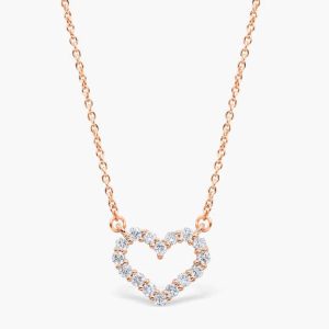 Exquisite 18-inch Necklace with Heart Pendant 18K/14K Gold (White Yellow Rose) GIA Lab-Grown Diamond - Valentine's Gift - DS0228