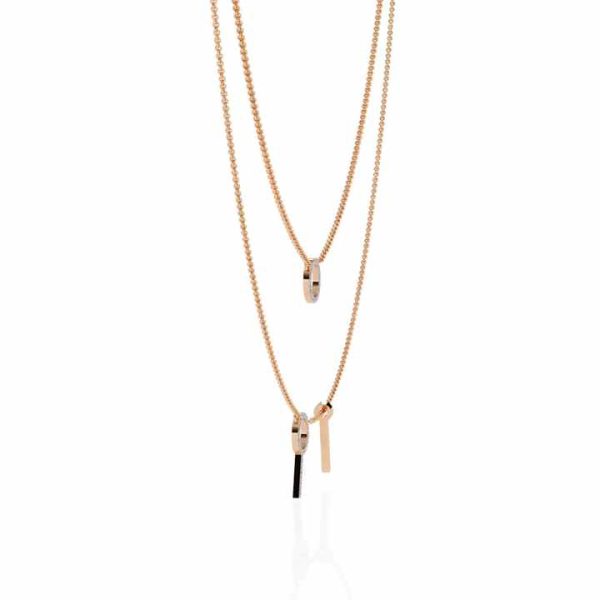 18K White Gold Double Layer Diamond Necklace with Lab-Grown and Natural Diamonds for Women