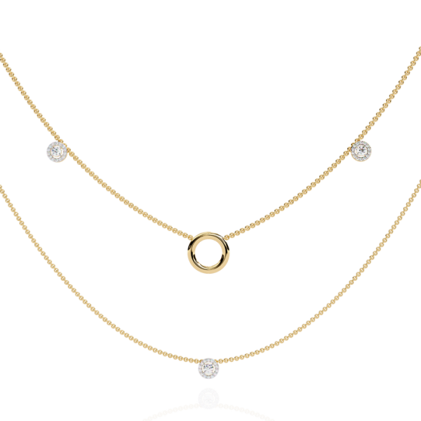 Luxury 18K Gold Double Layer Diamond Necklaces Finely Crafted with Labgrown and Natural Diamonds High-End Fine Jewelry