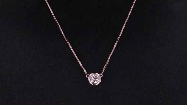 14k Rose Gold Bezel Setting Round Lab Diamond Pendant Necklace for Women and Men