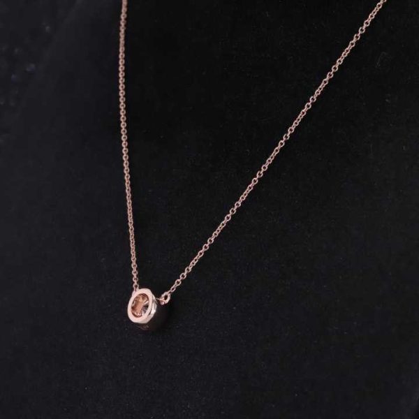 Starsgem 14k Gold Bezel Setting Round Shape Lab Diamond Stone Pendant Necklace