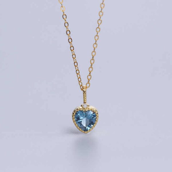 Exquisite Gold Plated Cz Heart Pendant Necklace S925 Sterling Silver Crystal Heart Necklace for Party