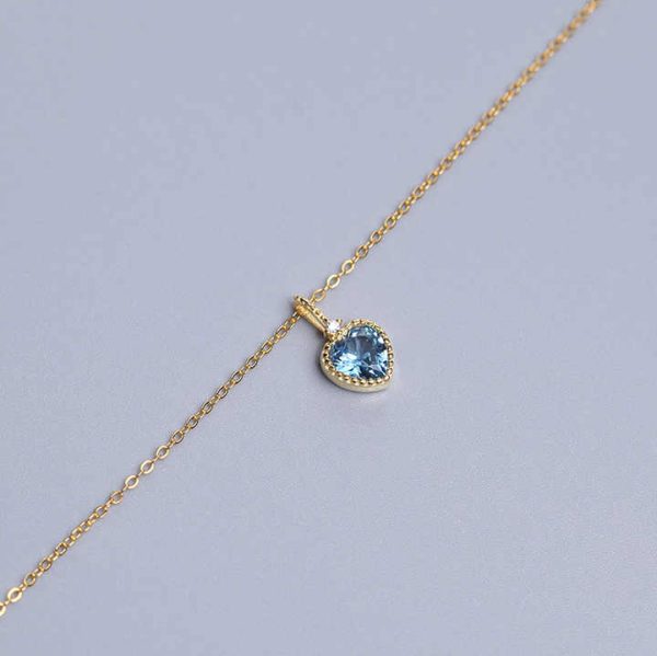 Exquisite Gold Plated Cz Heart Pendant Necklace S925 Sterling Silver Crystal Heart Necklace for Party