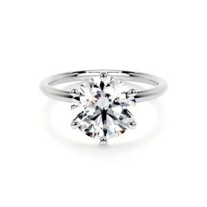 Exclusive 3 CT Round Brilliant Cut Lab Grown Solitaire Diamond Rings in 10Kt Fine Gold for Women's Events & Party