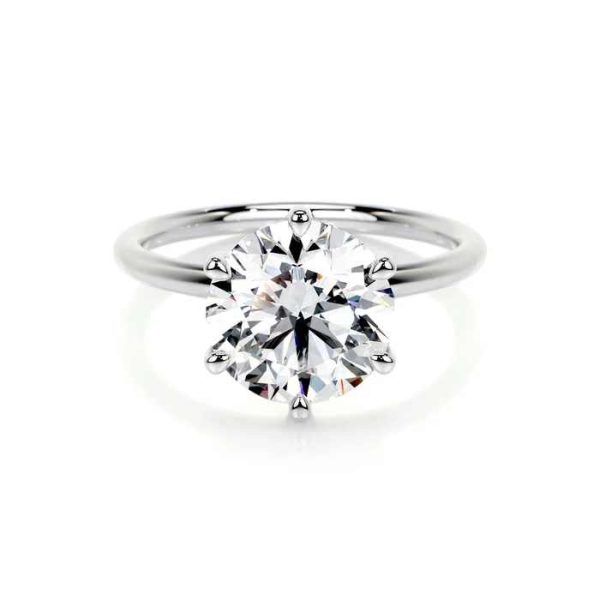 Exclusive 3 CT Round Brilliant Cut Lab Grown Solitaire Diamond Rings in 10Kt Fine Gold for Women's Events & Party