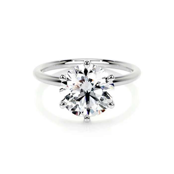 Exclusive 3 CT Round Brilliant Cut Lab Grown Solitaire Diamond Rings in 10Kt Fine Gold for Women's Events & Party