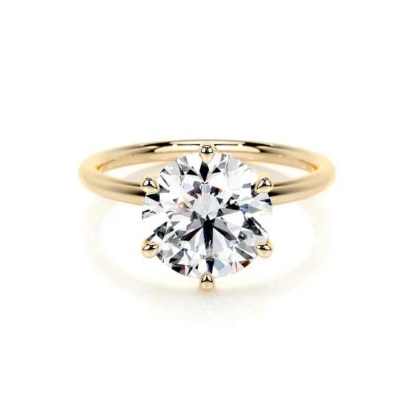 Exclusive 3 CT Round Brilliant Cut Lab Grown Solitaire Diamond Rings in 10Kt Fine Gold for Women's Events & Party