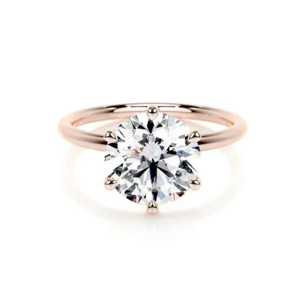Exclusive 3 CT Round Brilliant Cut Lab Grown Solitaire Diamond Rings in 10Kt Fine Gold for Women's Events & Party