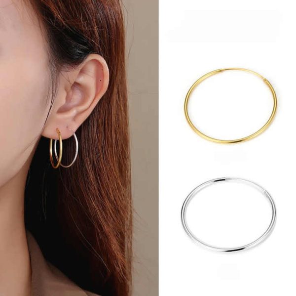 Wholesale Simple 925 Sterling Silver Earrings Huggies Small Big Geometric Gold Plated Bulk Hoops for Women Custom Fine Jewelry