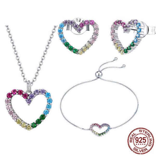 Fine S925 Jewelry Set 925 Sterling Silverring Earring Necklace, Gold Plated Zircon Wedding Jewelry Display Sets for Women