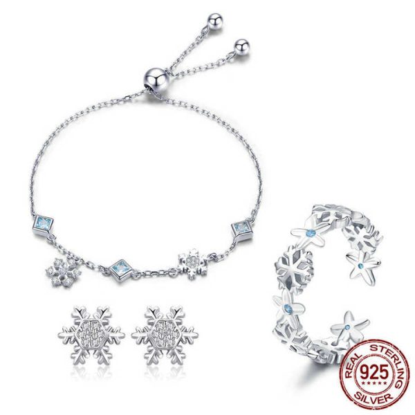 Fine S925 Jewelry Set 925 Sterling Silverring Earring Necklace, Gold Plated Zircon Wedding Jewelry Display Sets for Women