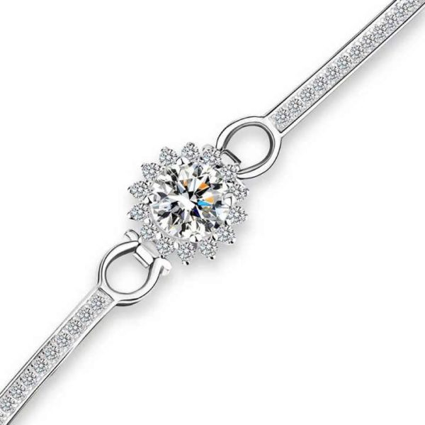 S925 Silver Moissanite Bracelet 1 2 Carat High Quality Light Luxury Exquisite Sunflower Bracelet for Women Factory Wholesale