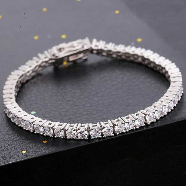 Classic Hip Hop Style 7 Inches 925 Sterling Silver Moissanite Tennis Link Moissanite Bracelet Moissanite Bracelets Bangles