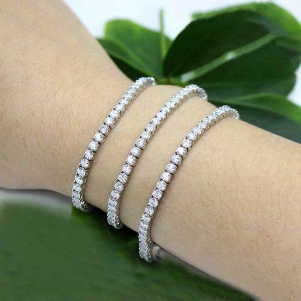 Classic Hip Hop Style 7 Inches 925 Sterling Silver Moissanite Tennis Link Moissanite Bracelet Moissanite Bracelets Bangles
