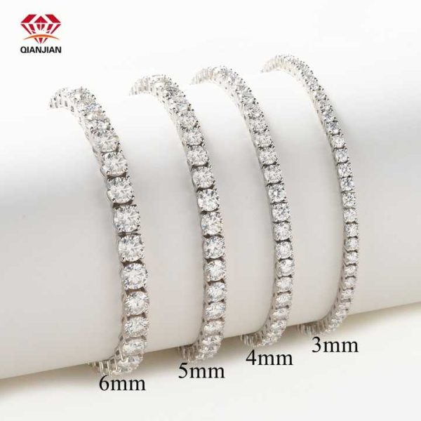 Classic Hip Hop Style 7 Inches 925 Sterling Silver Moissanite Tennis Link Moissanite Bracelet Moissanite Bracelets Bangles